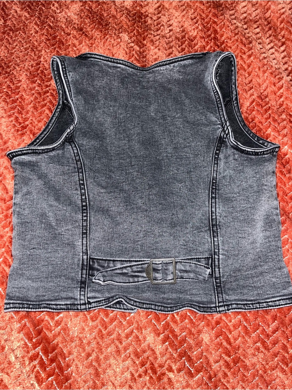 Love Trends Women's Washed Black Denim Vest - size S - Picture 3 of 4